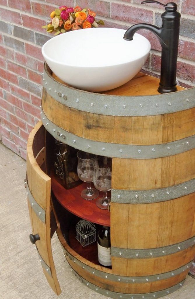 100% Awesome DIY Wine Barrel Outdoor Sink