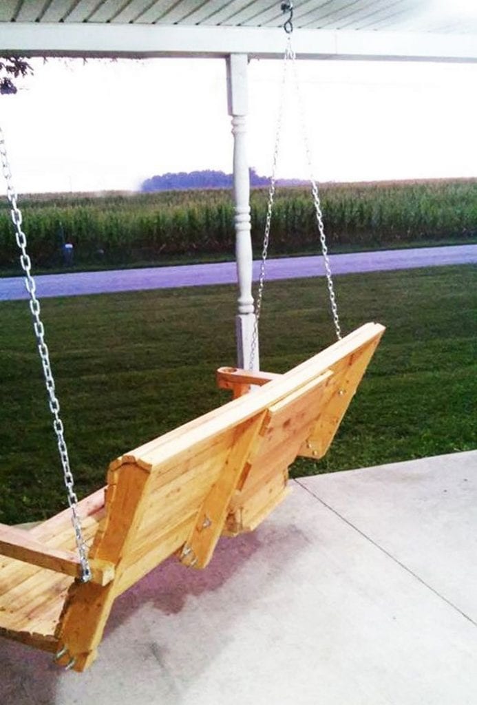 DIY Porch Swing with Cup Holders