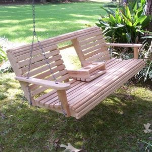 DIY Porch Swing with Cup Holders