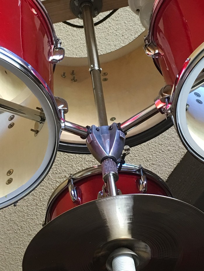 Old drum set turned chandelier