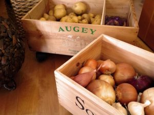 DIY mobile kitchen island with wooden crate storage