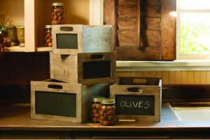 DIY mobile kitchen island with wooden crate storage