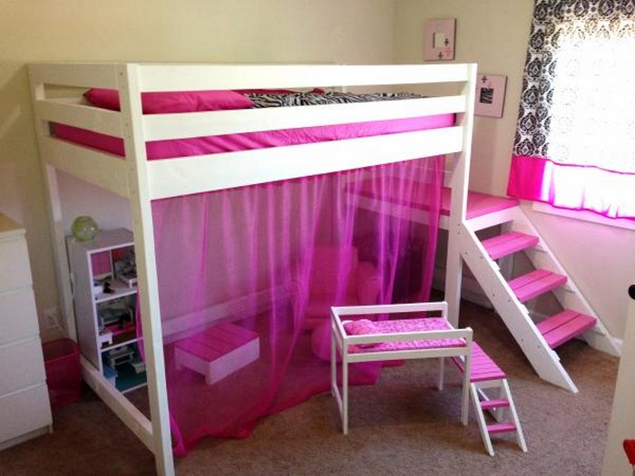 DIY loft bed with stair