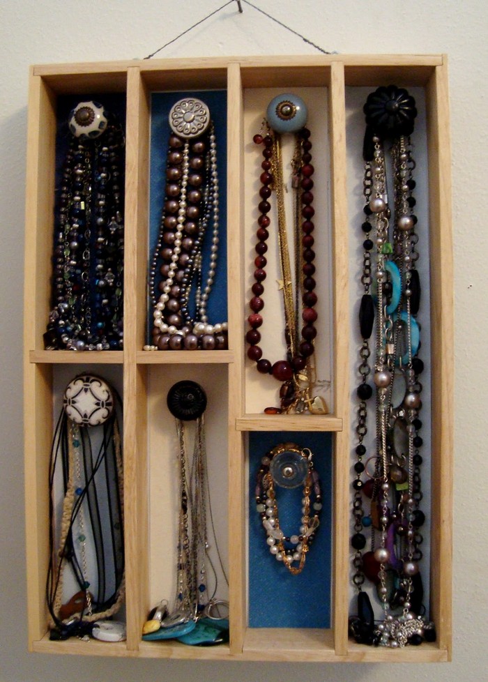 Jewelry organizer made from silverware tray
