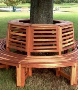 Build a bench around a tree with kitchen chairs | DIY, Tree Bench