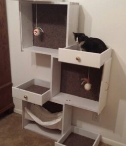 Build your pampered feline a cat tree with old drawers ...