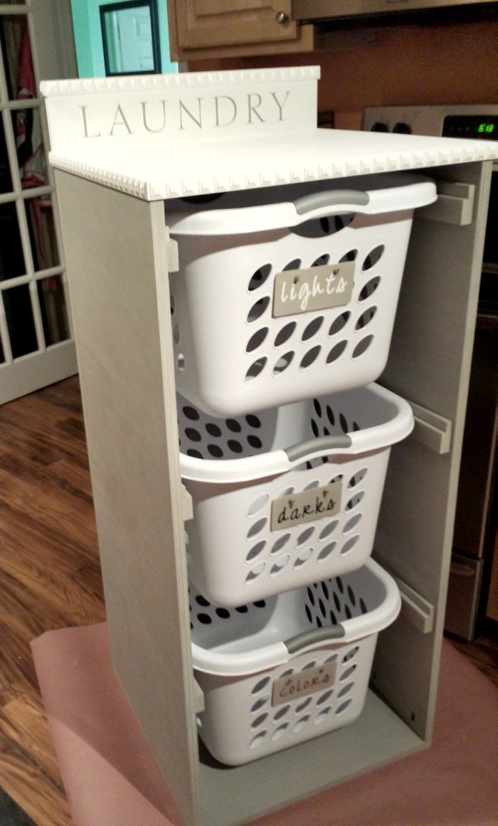 laundry area by building this easy laundry basket dresser