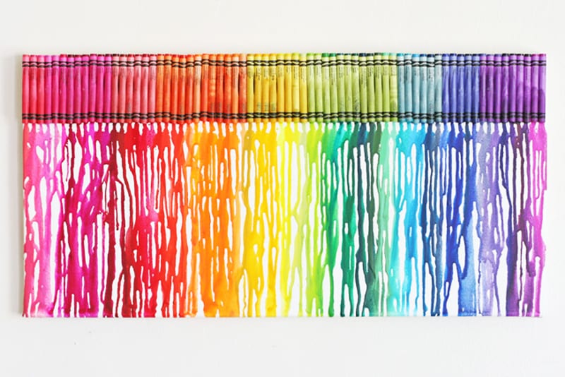 Melted crayon rainbow art