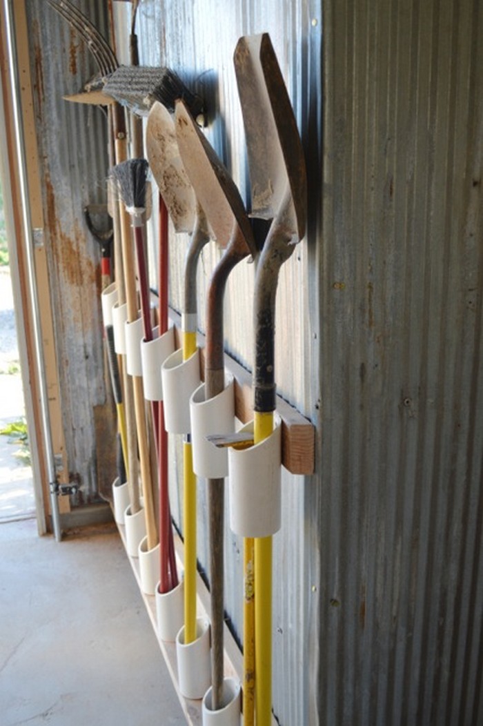 organize your garage by making a pvc yard tool storage | how to