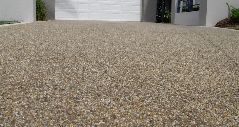 An exposed aggregate driveway. 