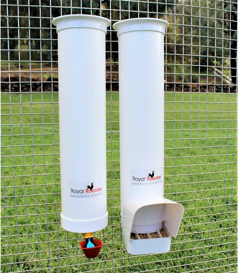 The Royal Rooster Chicken Feeder and Drinker is a high-end, rust-proof feeder made from durable, lightweight PVC and ABS plastic.