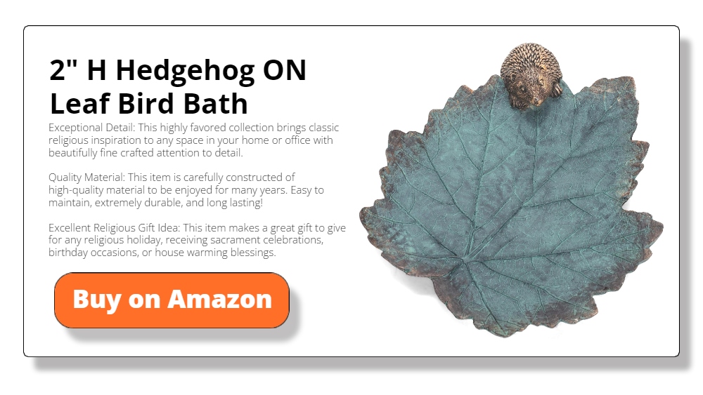 2" H Hedgehog ON Leaf Bird Bath