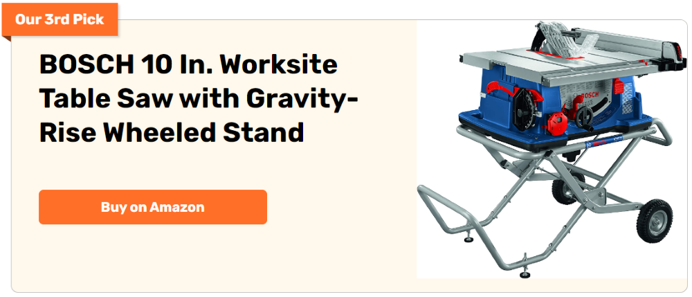 Bosch 10″ Worksite Table Saw with Gravity-Rise Wheeled Stand