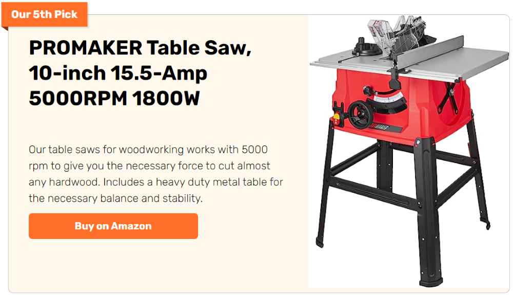 Table Saw 10 inch, Prostormer 15A Multifunctional Saw with Stand 45º -90º  Blade Angle and about 5000RPM No-Load Speed for Woodworking