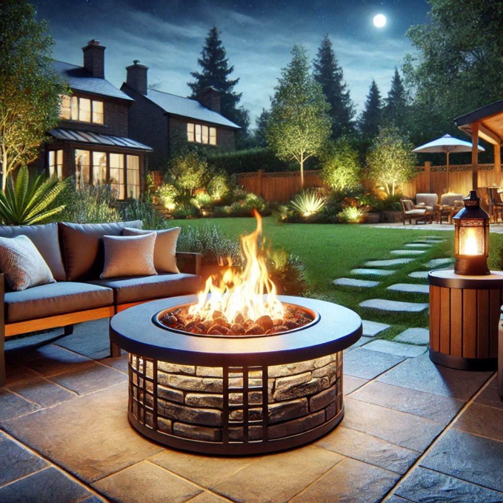 An illustration of a propane fire pit.