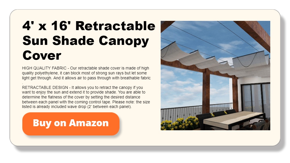 4' x 16' Retractable Sun Shade Canopy Cover