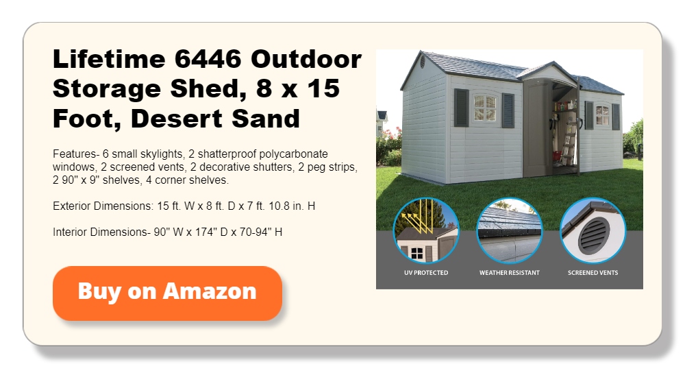 Lifetime 6446 Outdoor Storage Shed, 8 x 15 Foot, Desert Sand