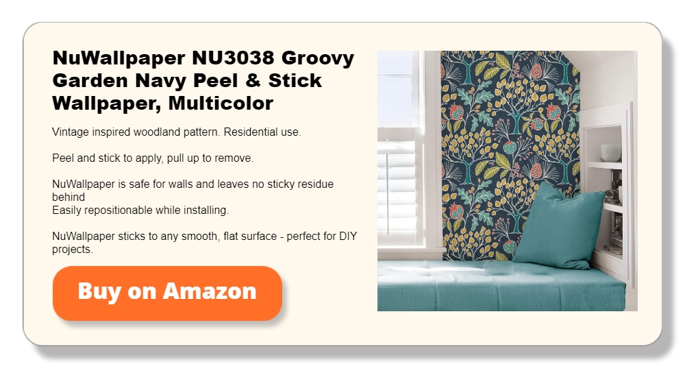 NuWallpaper NU3038 Groovy Garden Navy Peel & Stick Wallpaper, Multicolor