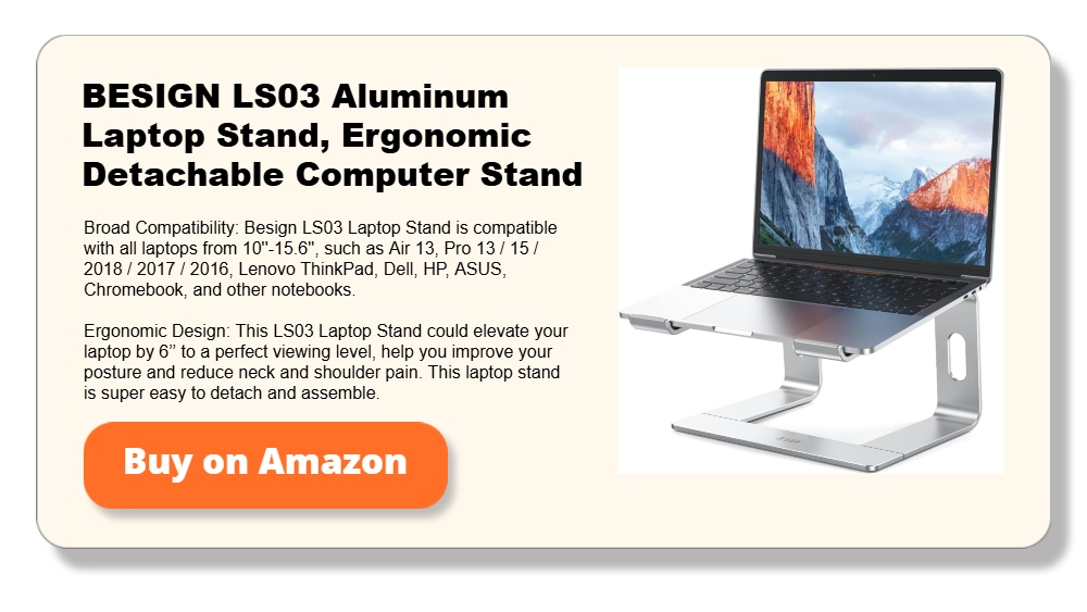 BESIGN LS03 Aluminum Laptop Stand, Ergonomic Detachable Computer Stand